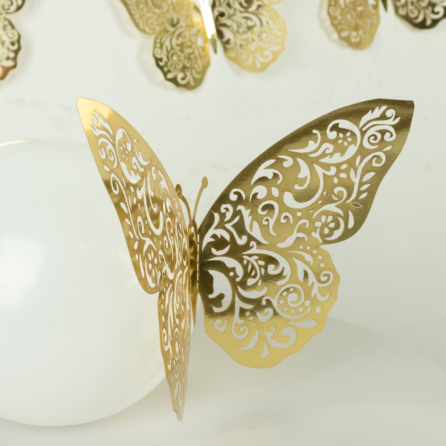 10 Pack Metallic Gold Foil Large 3D Butterfly Wall Stickers, 8"x12" Butterfly Paper Charger Placemat