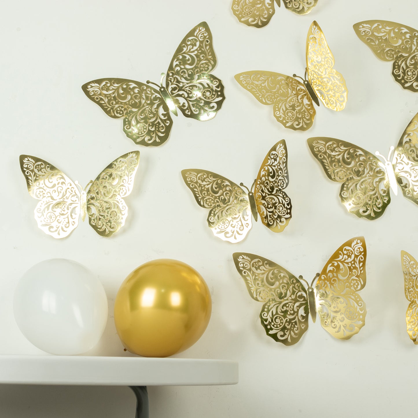 10 Pack Metallic Gold Foil Large 3D Butterfly Wall Stickers, 8"x12" Butterfly Paper Charger Placemat