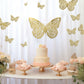 10 Pack Metallic Gold Foil Large 3D Butterfly Wall Stickers, 9"x14" Butterfly Paper Charger Placemat