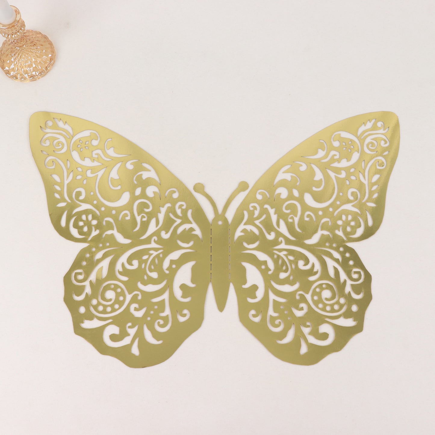 10 Pack Metallic Gold Foil Jumbo 3D Butterfly Wall Stickers, 14"x20" Disposable Paper Charger Placemats