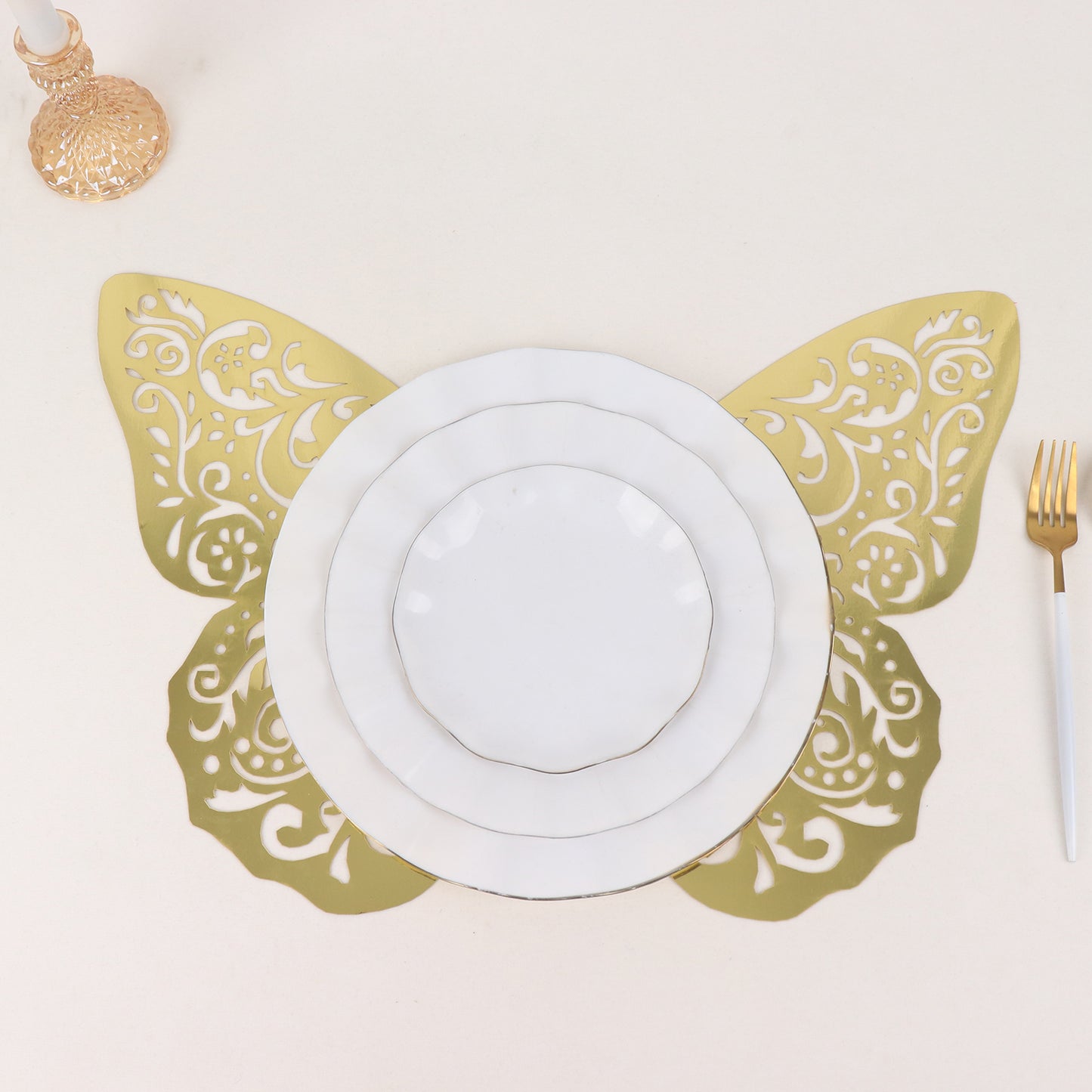 10 Pack Metallic Gold Foil Jumbo 3D Butterfly Wall Stickers, 14"x20" Disposable Paper Charger Placemats