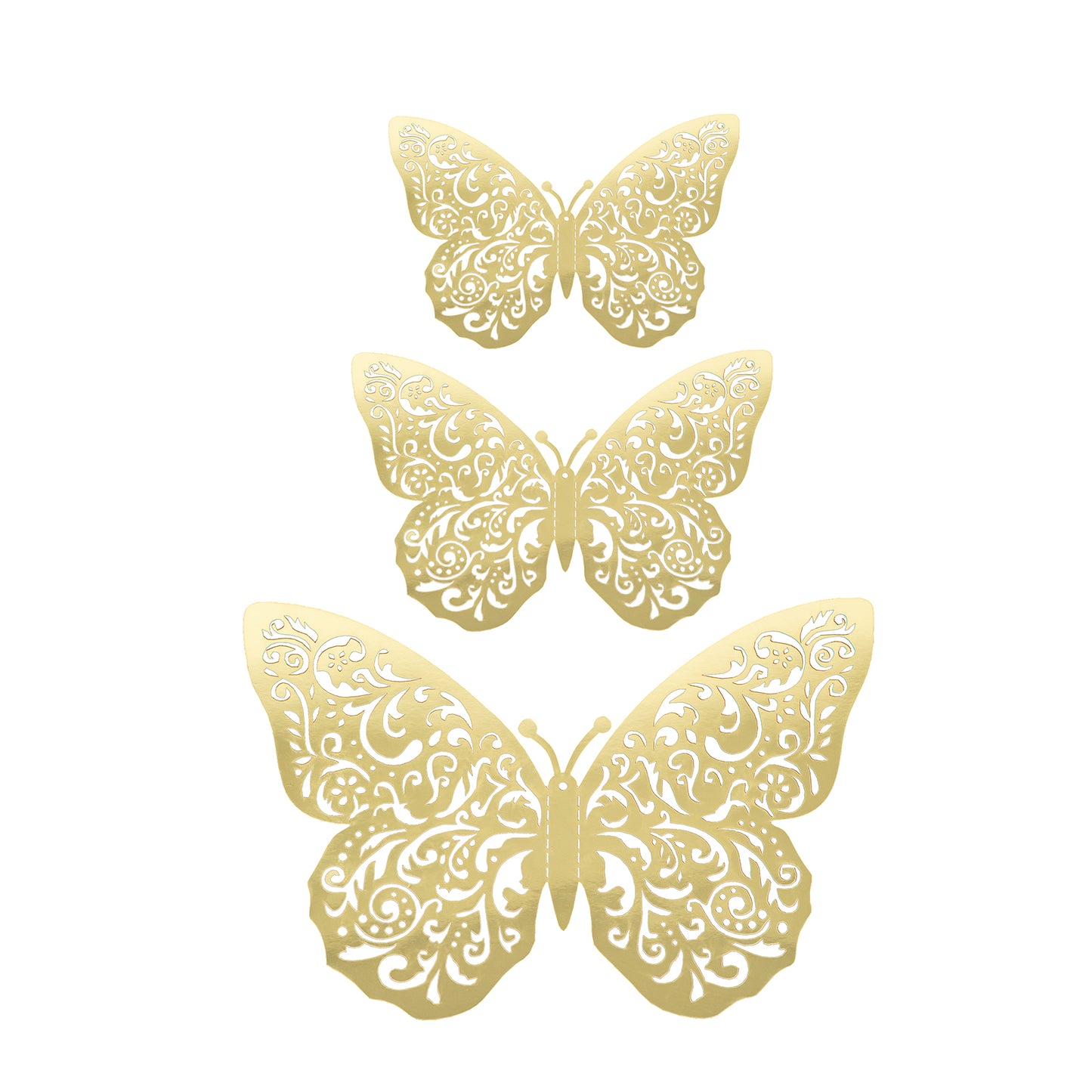 10 Pack Metallic Gold Foil Jumbo 3D Butterfly Wall Stickers, 14"x20" Disposable Paper Charger Placemats