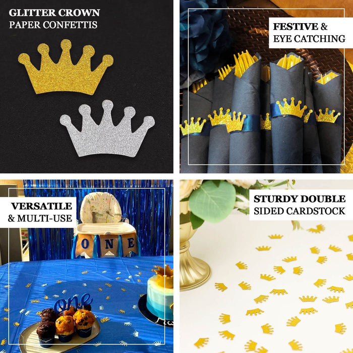 Gold glitter crown paper confetti for princess theme party decoration.