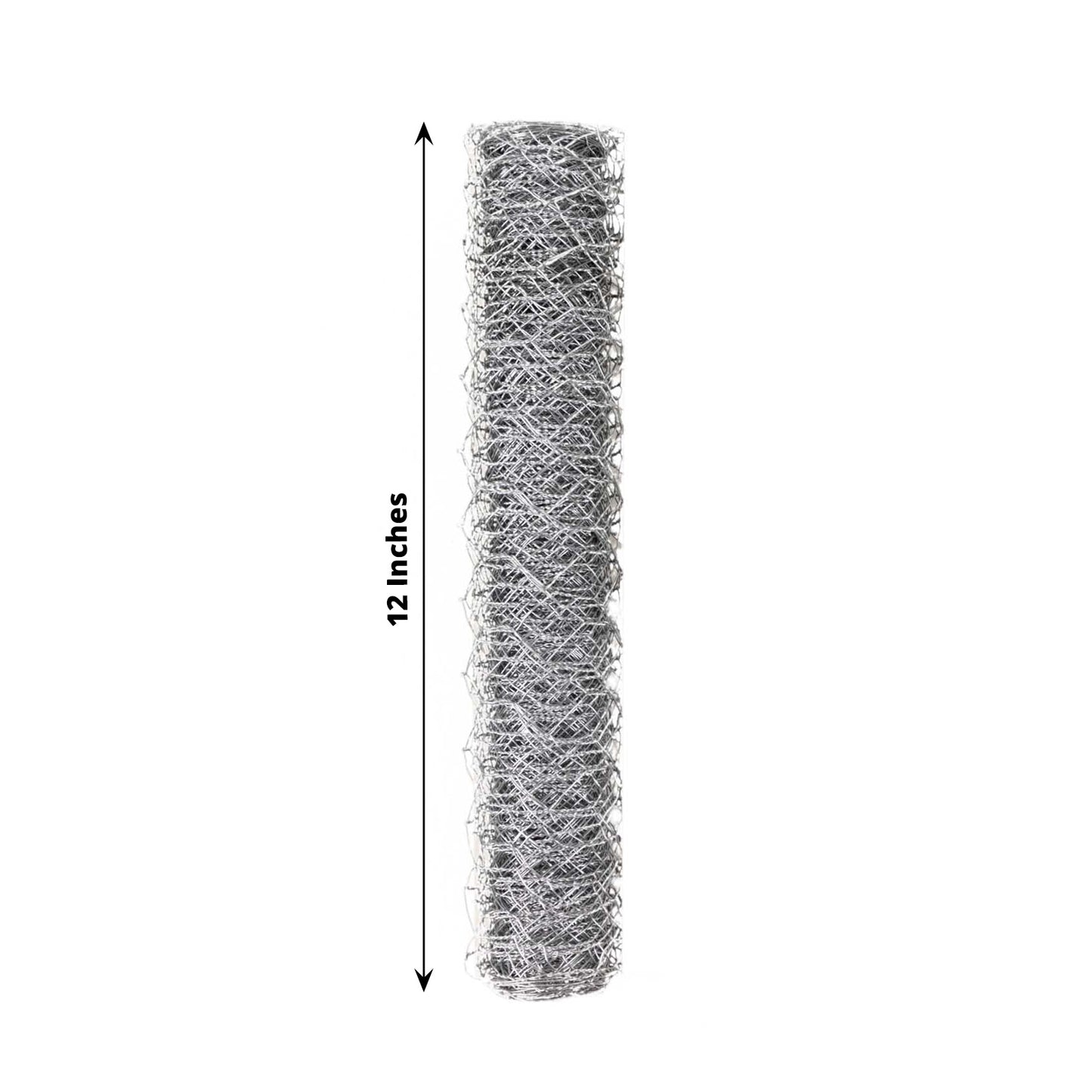 Silver galvanized metal hexagonal chicken wire mesh roll, 12"x16ft.