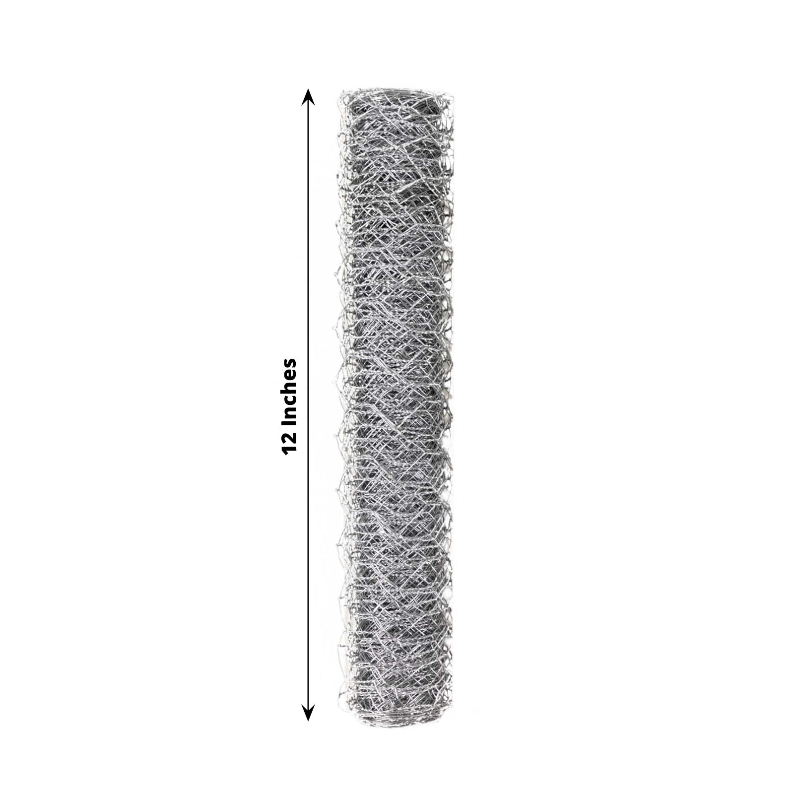Silver galvanized metal hexagonal chicken wire mesh roll, 12"x16ft.