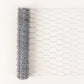 Silver galvanized metal hexagonal chicken wire mesh roll for crafts and fencing.