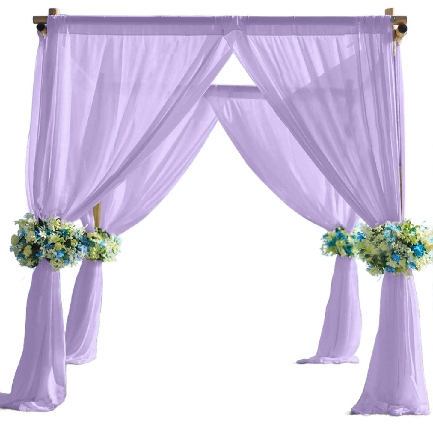 5ftx14ft Premium Lavender Lilac Chiffon Curtain Panel, Durable Flame Resistant Backdrop Ceiling Drapery With Rod Pocket