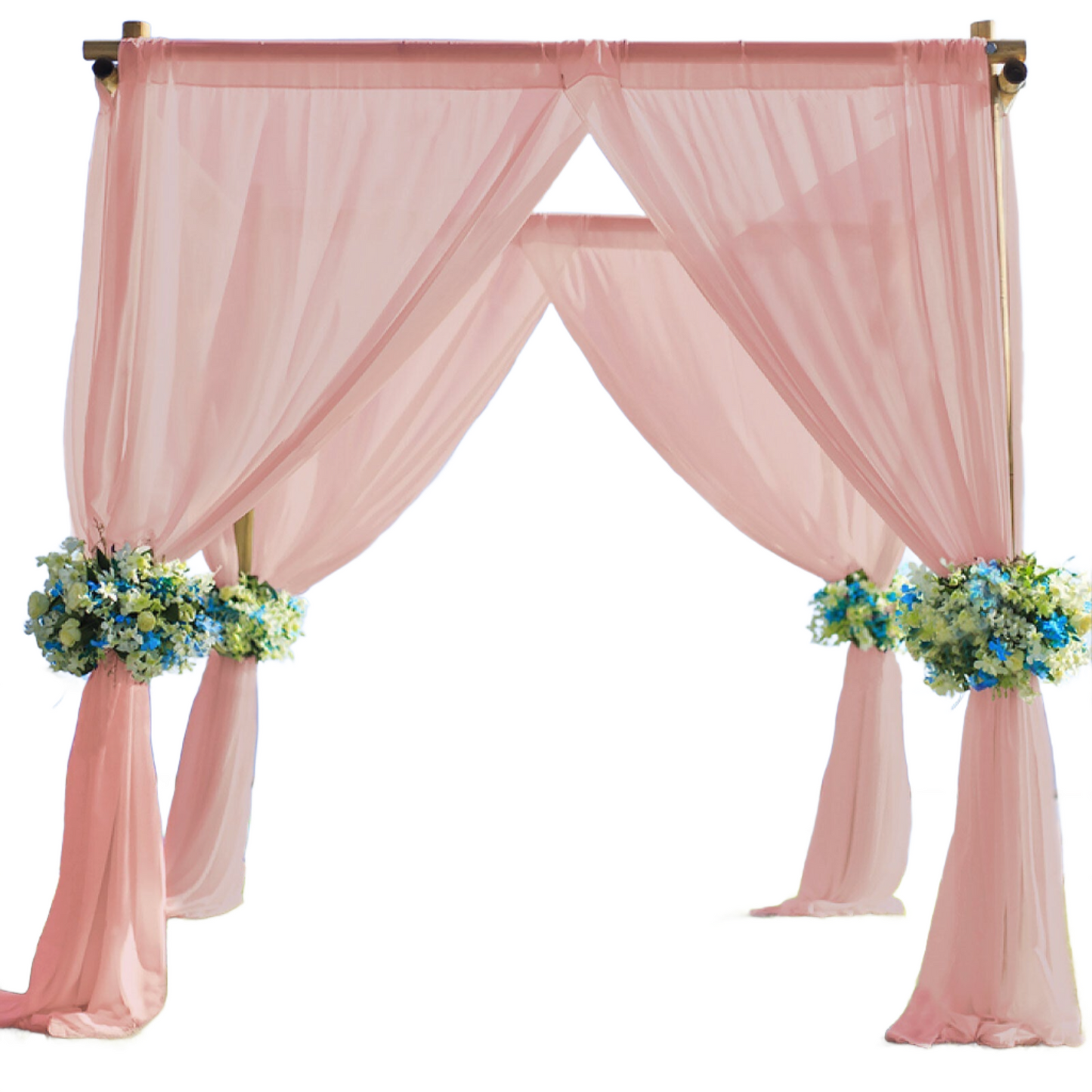 5ftx14ft Premium Dusty Rose Chiffon Curtain Panel, Durable Flame Resistant Backdrop Ceiling Drapery With Rod Pocket