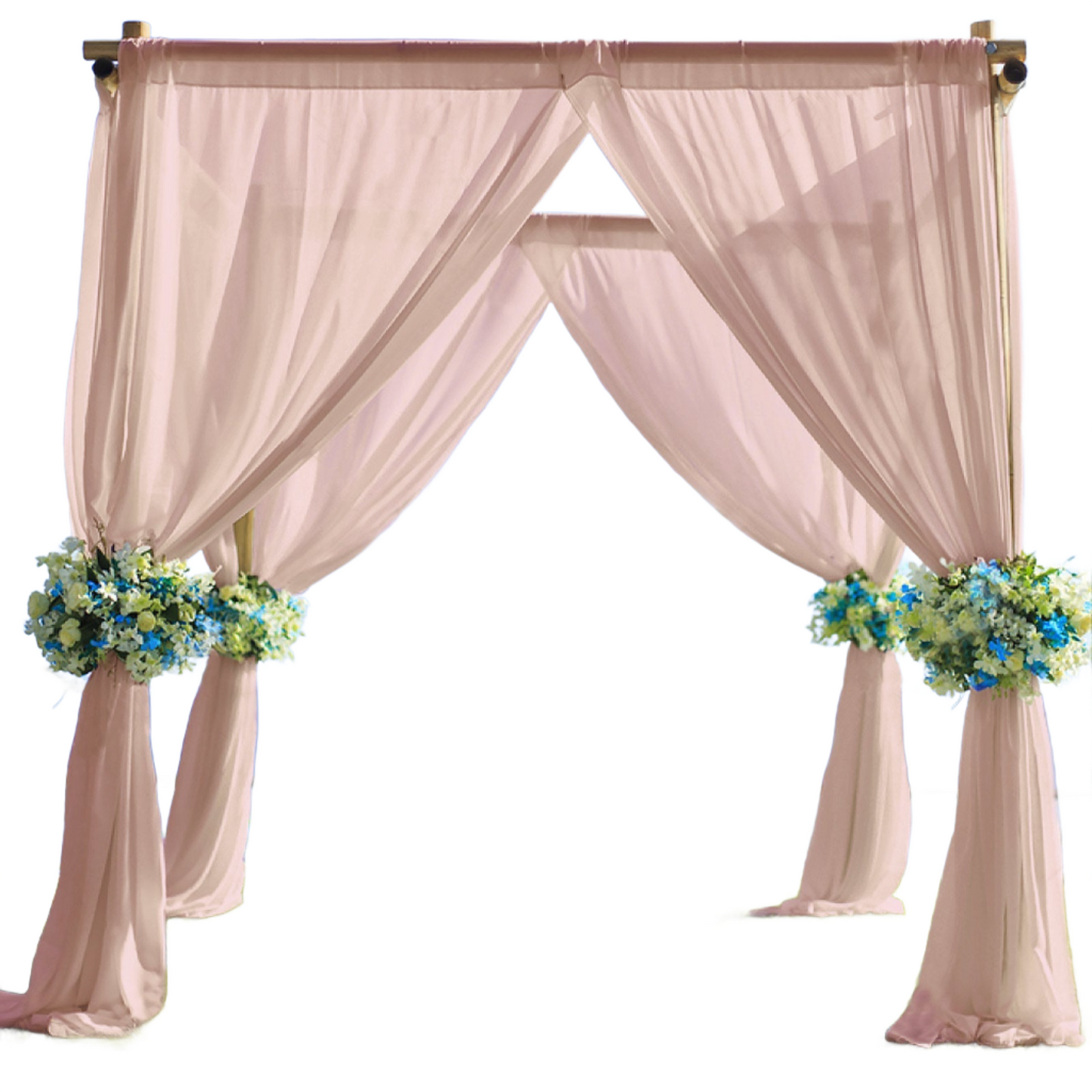 5ftx14ft Premium Blush Chiffon Curtain Panel, Durable Flame Resistant Backdrop Ceiling Drapery With Rod Pocket