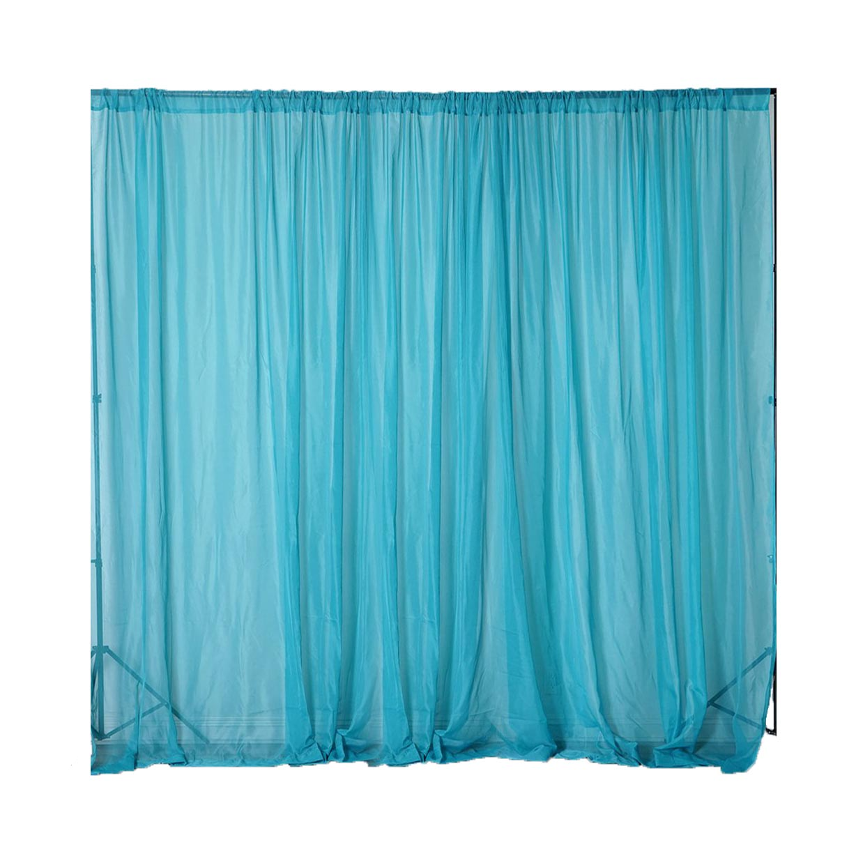 2 Pack Turquoise Sheer Chiffon Event Curtain Drapes, Durable Flame Resistant Premium Organza Backdrop Event Panels With Rod Pockets - 10ftx10ft