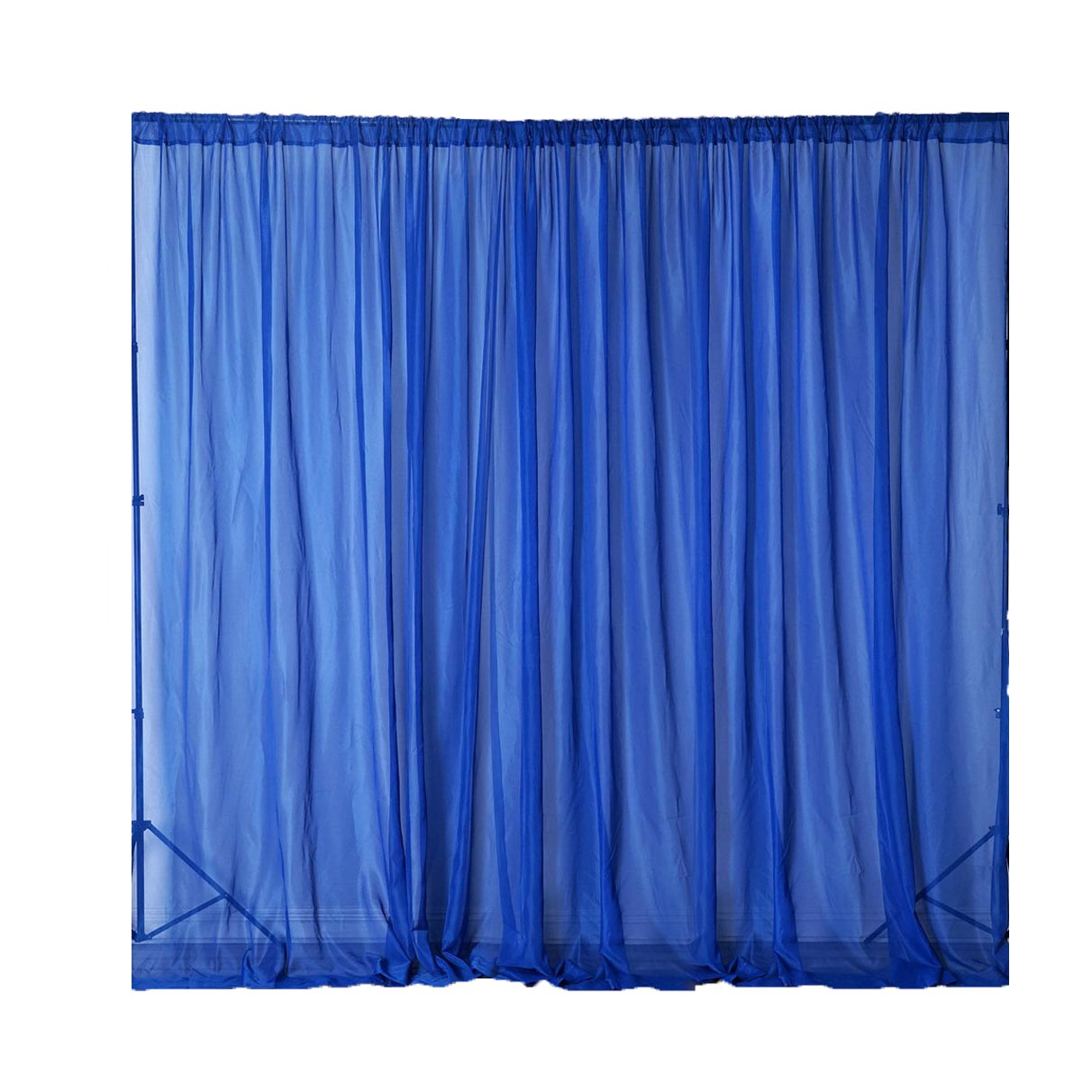 2 Pack Royal Blue Sheer Chiffon Event Curtain Drapes, Durable Flame Resistant Premium Organza Backdrop Event Panels With Rod Pockets - 10ftx10ft