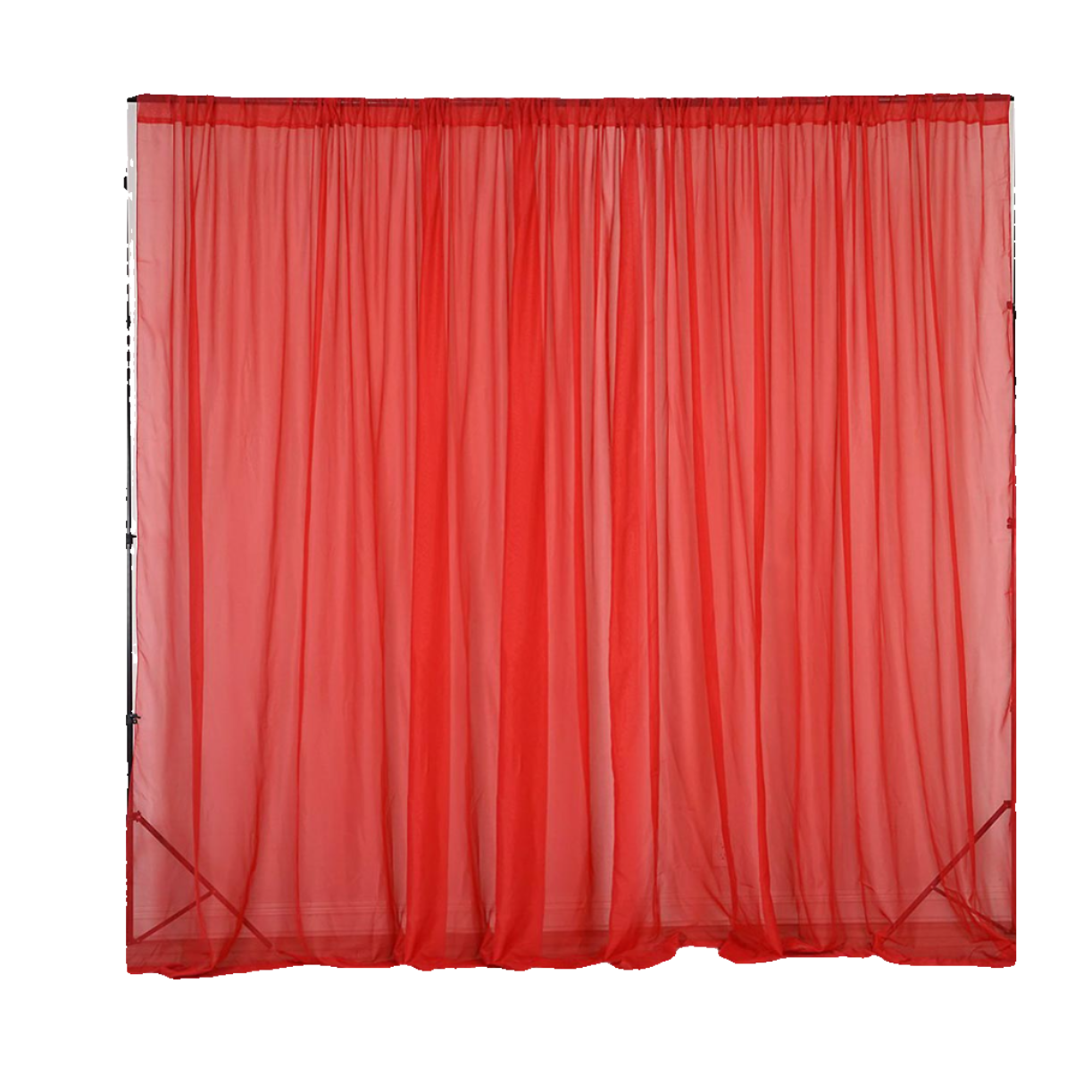 2 Pack Red Sheer Chiffon Event Curtain Drapes, Durable Flame Resistant Premium Organza Backdrop Event Panels With Rod Pockets - 10ftx10ft