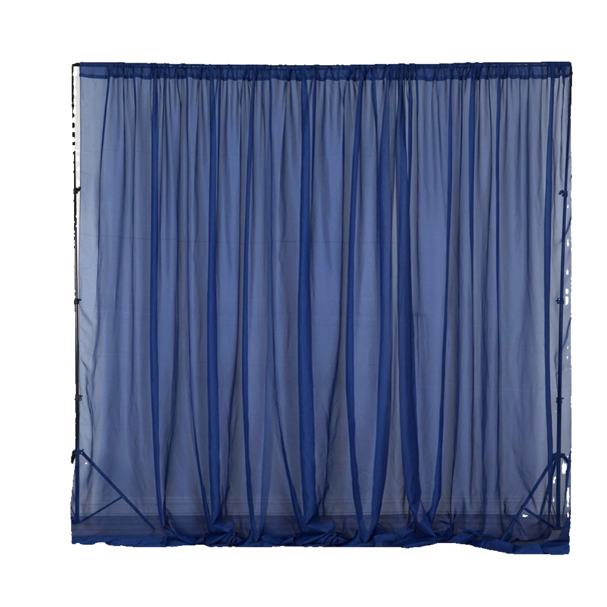 2 Pack Navy Blue Sheer Chiffon Event Curtain Drapes, Durable Flame Resistant Premium Organza Backdrop Event Panels With Rod Pockets - 10ftx10ft