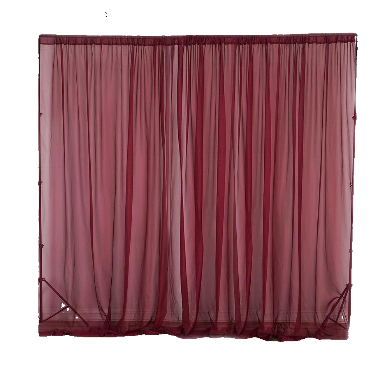 2 Pack Burgundy Sheer Chiffon Event Curtain Drapes, Durable Flame Resistant Premium Organza Backdrop Event Panels With Rod Pockets - 10ftx10ft