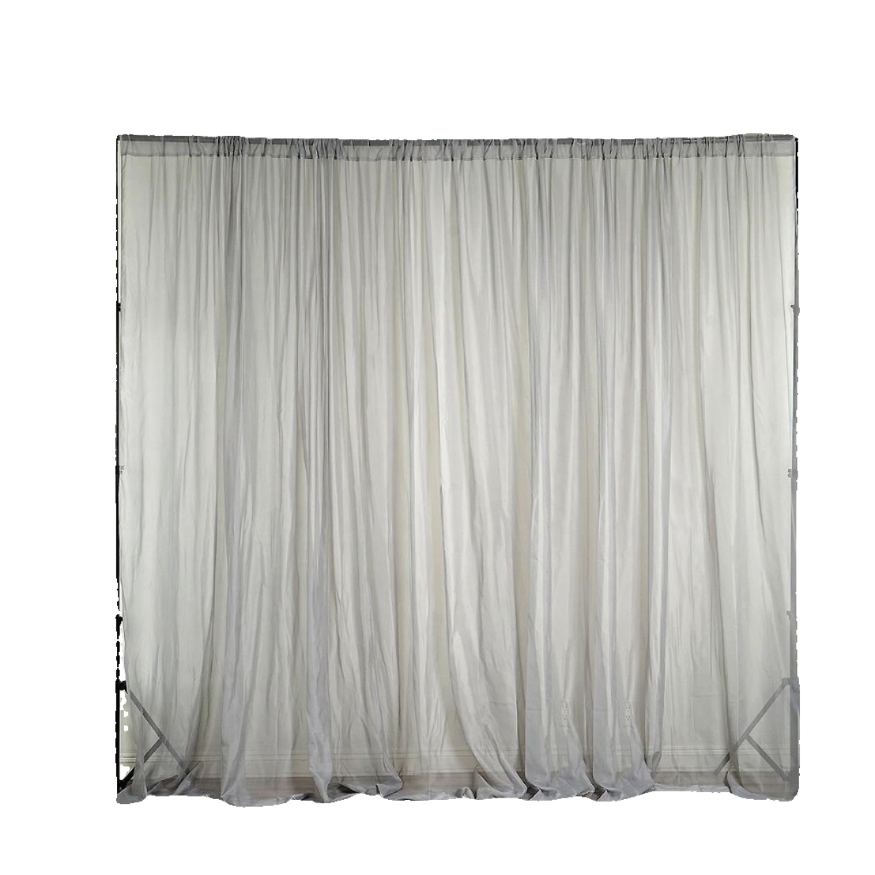 2 Pack Silver Sheer Chiffon Event Curtain Drapes, Durable Flame Resistant Premium Organza Backdrop Event Panels With Rod Pockets - 10ftx10ft