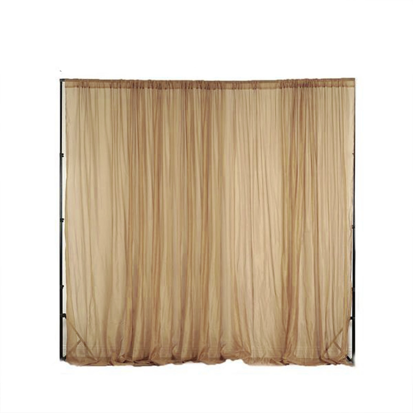 2 Pack Gold Sheer Chiffon Event Curtain Drapes, Durable Flame Resistant Premium Organza Backdrop Event Panels With Rod Pockets - 10ftx10ft