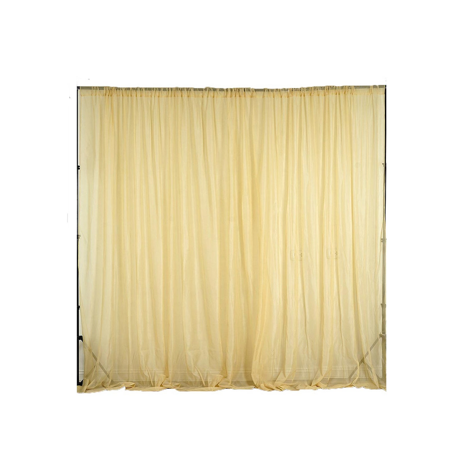 2 Pack Champagne Sheer Chiffon Event Curtain Drapes, Durable Flame Resistant Premium Organza Backdrop Event Panels With Rod Pockets - 10ftx10ft