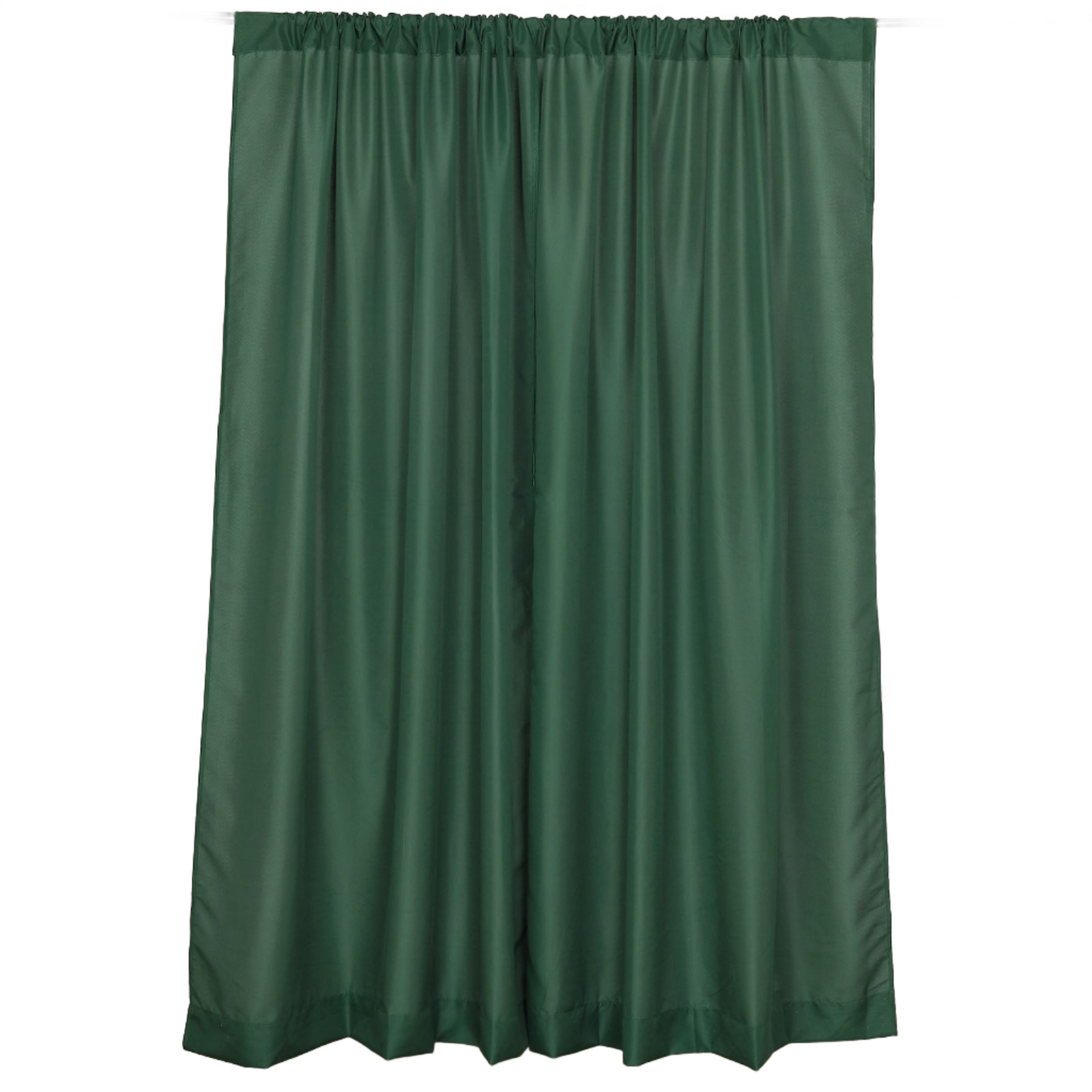 2 Pack Hunter Emerald Green Polyester Event Curtain Drapes, 10ftx8ft Backdrop Event Panels With Rod Pockets 130 GSM