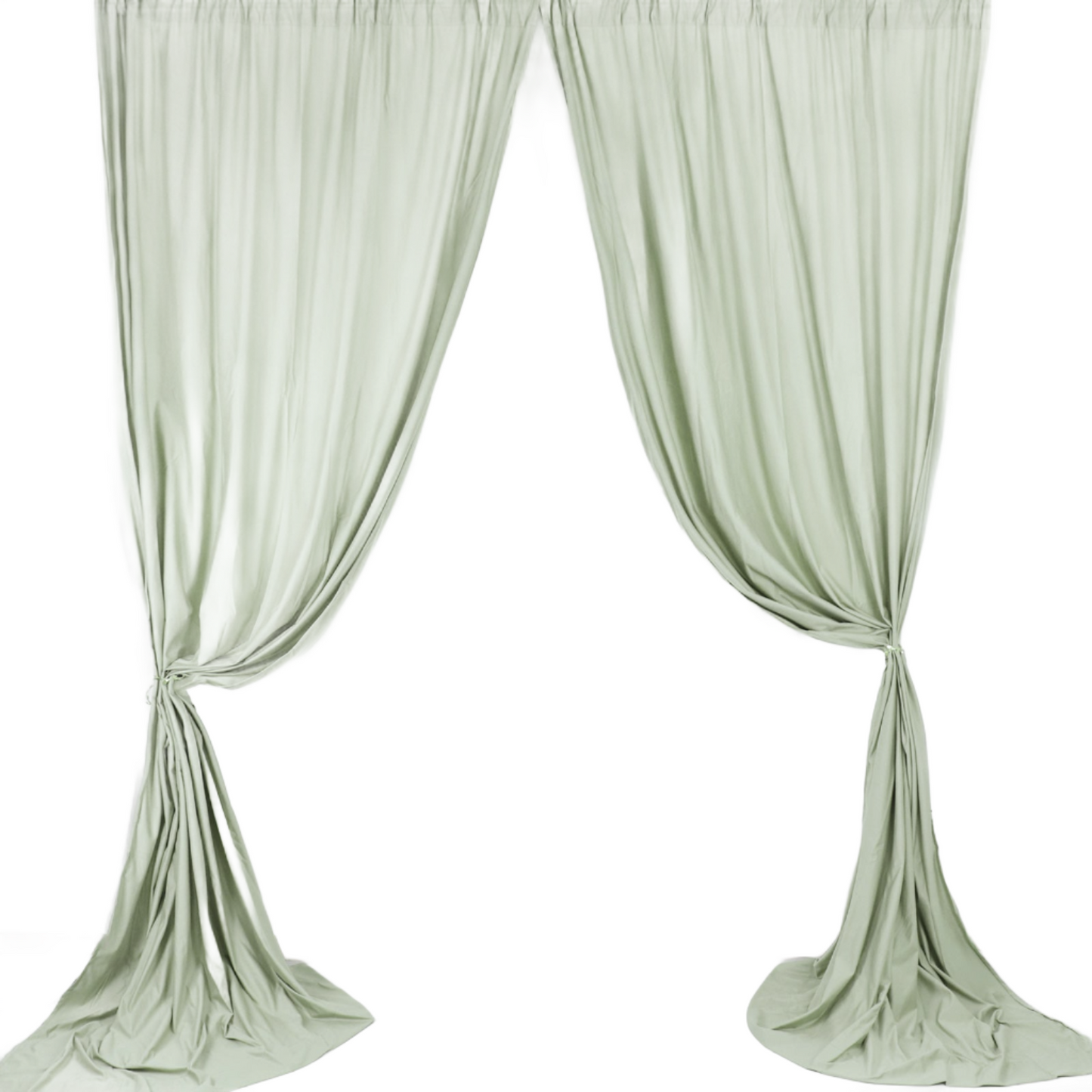 2 Pack Sage Green Scuba Polyester Event Curtain Drapes, Durable Flame Resistant Backdrop Event Panels Wrinkle Free with Rod Pockets - 10ftx10ft