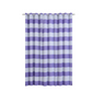 White and lavender lilac striped blackout curtain panel.