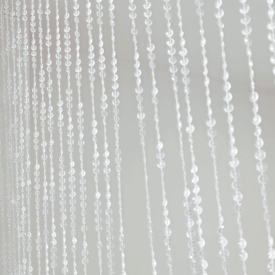 Clear acrylic beaded curtain with diamond cut beads, 5ftx10ft.