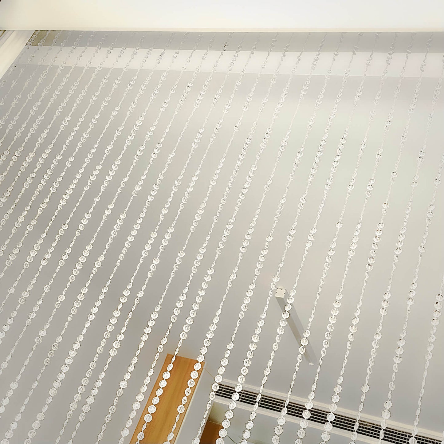 Clear acrylic beaded curtain with crystal strands, 5ftx10ft room divider.