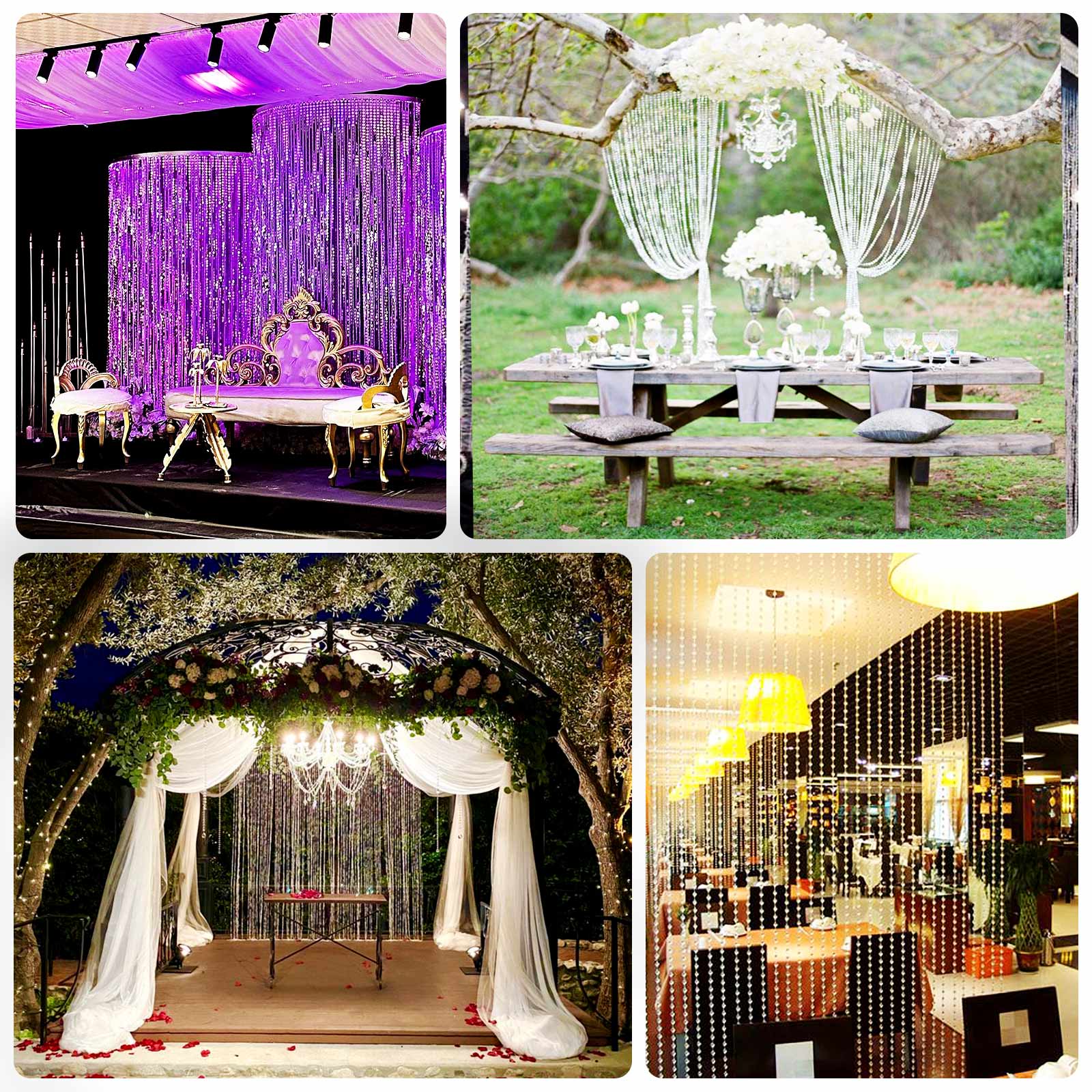 Clear acrylic beaded curtain room divider, 5ftx10ft, with crystal strands.