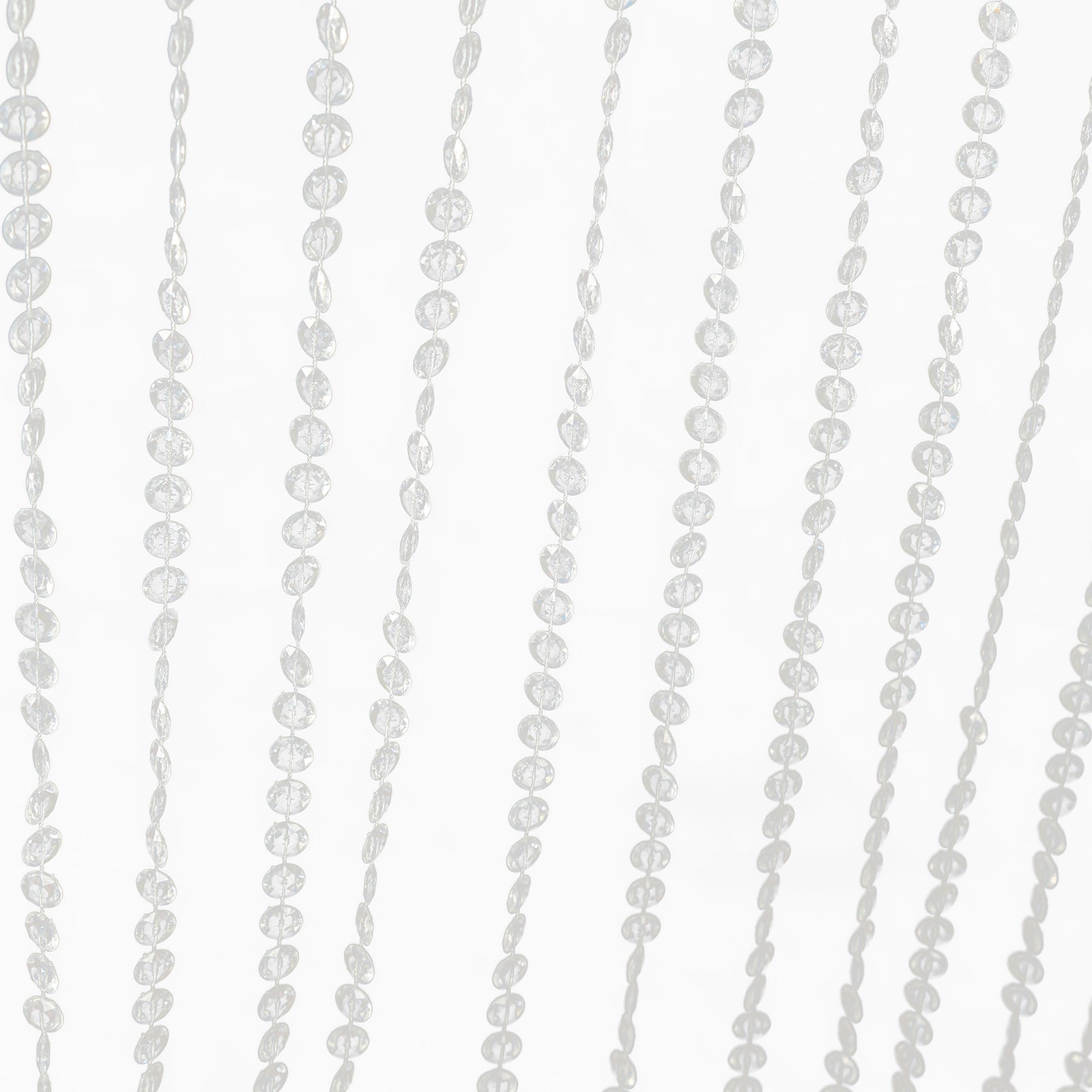 Clear acrylic crystal beaded curtain with diamond cut beads.