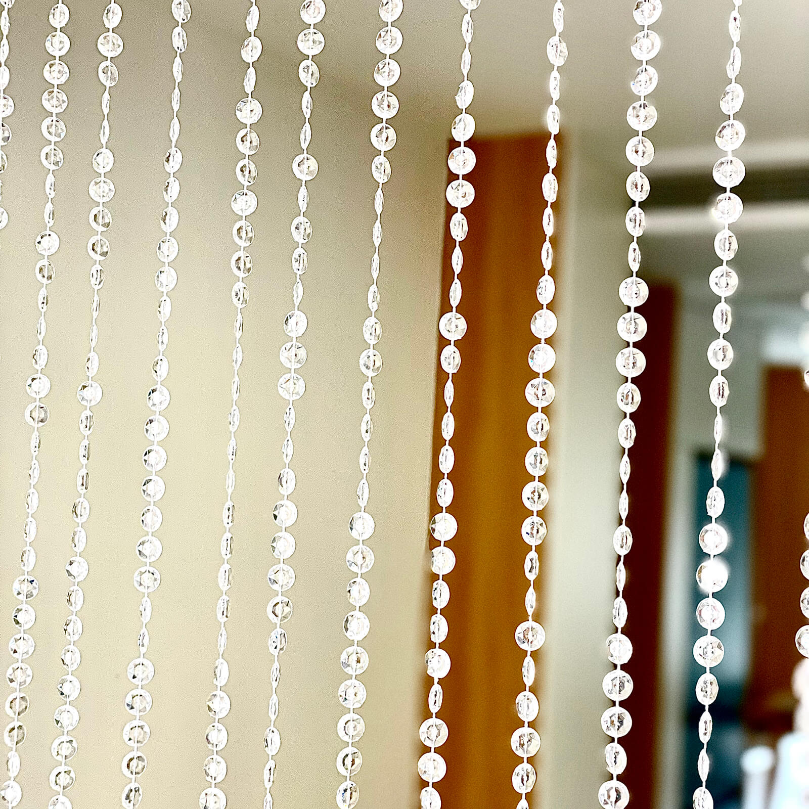 Clear acrylic crystal beaded curtain room divider, 5ftx16ft.