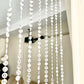 Clear acrylic beaded curtain with fabric rod pocket, 5ftx16ft.