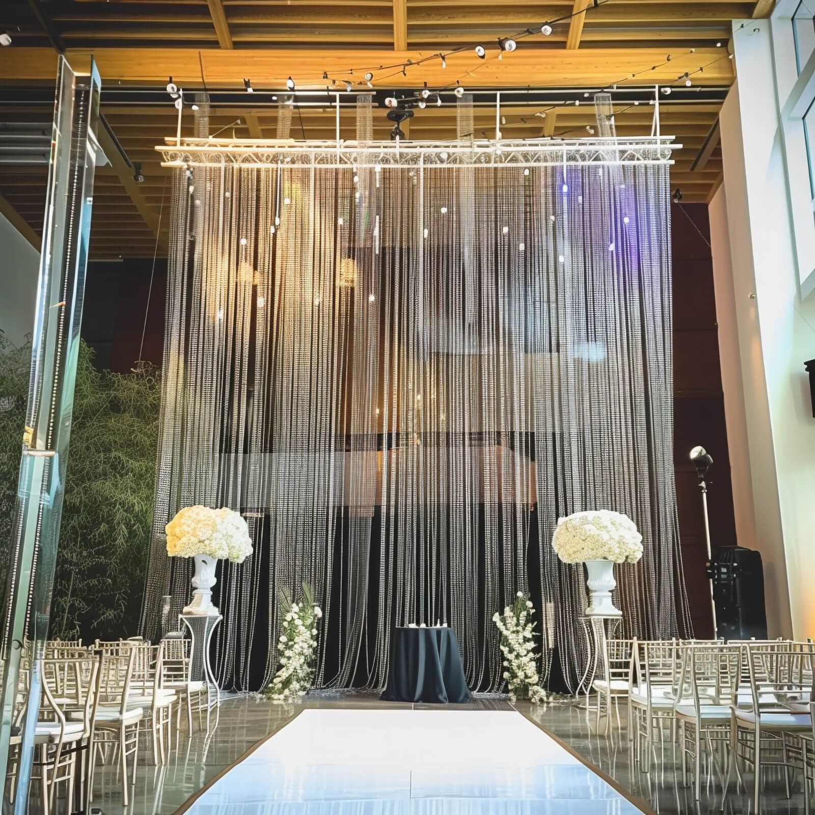 Clear acrylic crystal beaded curtain room divider, 5ftx16ft.