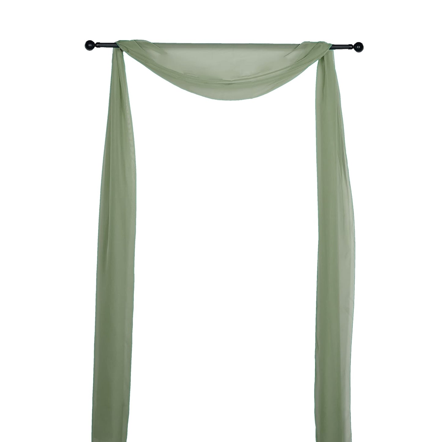 18ft Dusty Sage Green Sheer Organza Wedding Arch Drapery Fabric, Window Scarf Valance