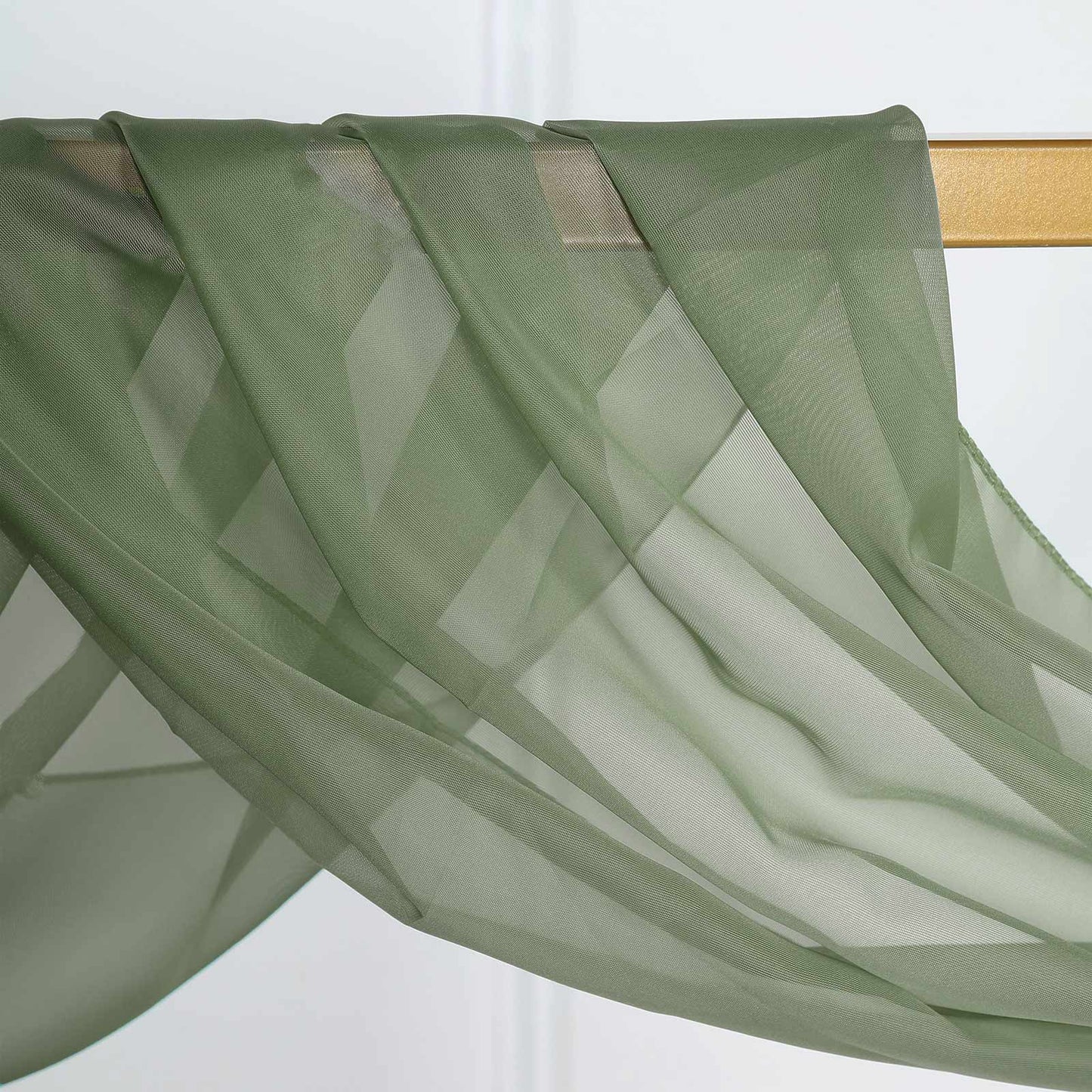 18ft Dusty Sage Green Sheer Organza Wedding Arch Drapery Fabric, Window Scarf Valance