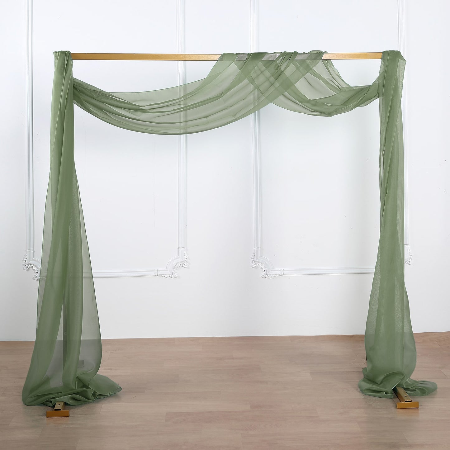 18ft Dusty Sage Green Sheer Organza Wedding Arch Drapery Fabric, Window Scarf Valance