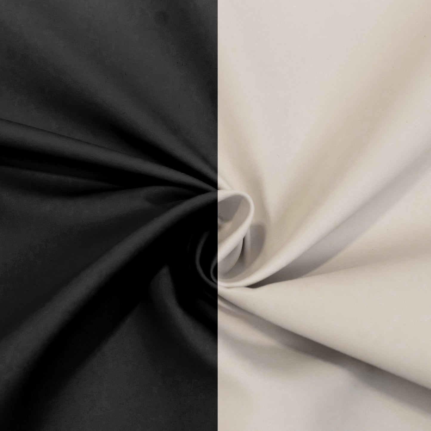 Lamour Satin Blackout Curtains 10ft x 10ft Panels Black/Ivory | Water-Resistant PU-Coated Double Sided Backdrop for Weddings & Events