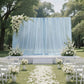 Sheer Backdrop Curtain Panel 10ft × 10ft Dusty Blue – Wedding Arch Drape with Rod Pocket