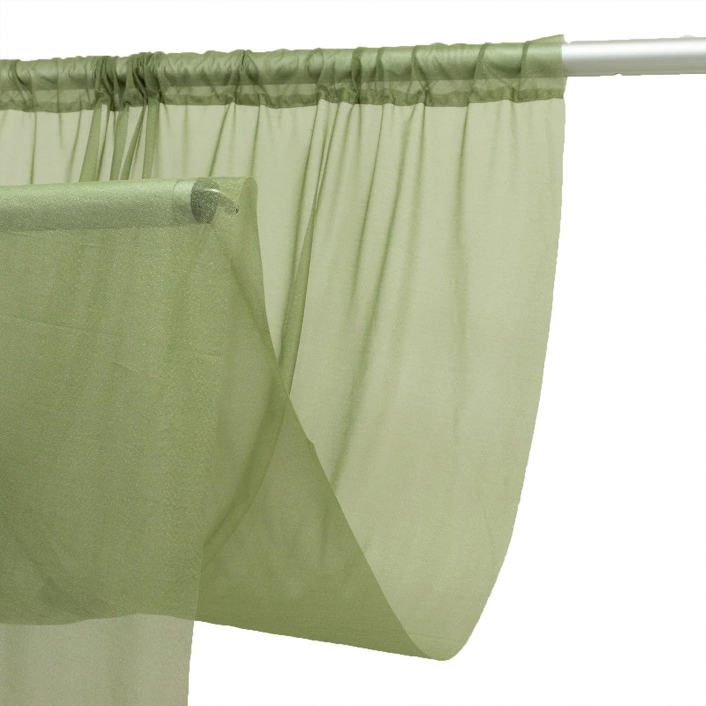 Sheer Backdrop Curtain Panel 10ft × 10ft Dusty Sage Green – Wedding Arch Drape with Rod Pocket