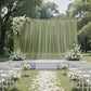 Sheer Backdrop Curtain Panel 10ft × 10ft Dusty Sage Green – Wedding Arch Drape with Rod Pocket