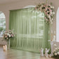 Sheer Backdrop Curtain Panel 10ft × 10ft Dusty Sage Green – Wedding Arch Drape with Rod Pocket