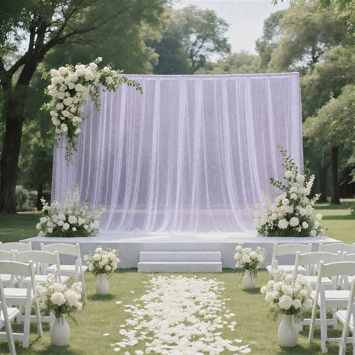 Sheer Backdrop Curtain Panel 10ft × 10ft Lavender Lilac – Wedding Arch Drape with Rod Pocket