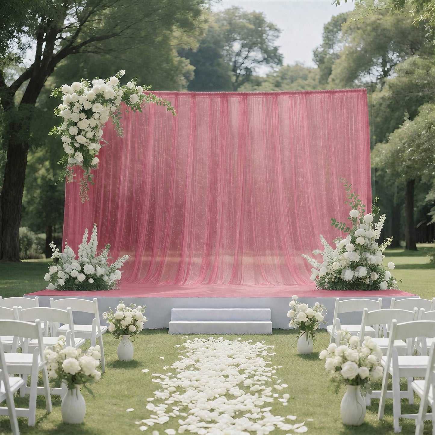 Sheer Backdrop Curtain Panel 10ft × 10ft Mauve Cinnamon Rose – Wedding Arch Drape with Rod Pocket