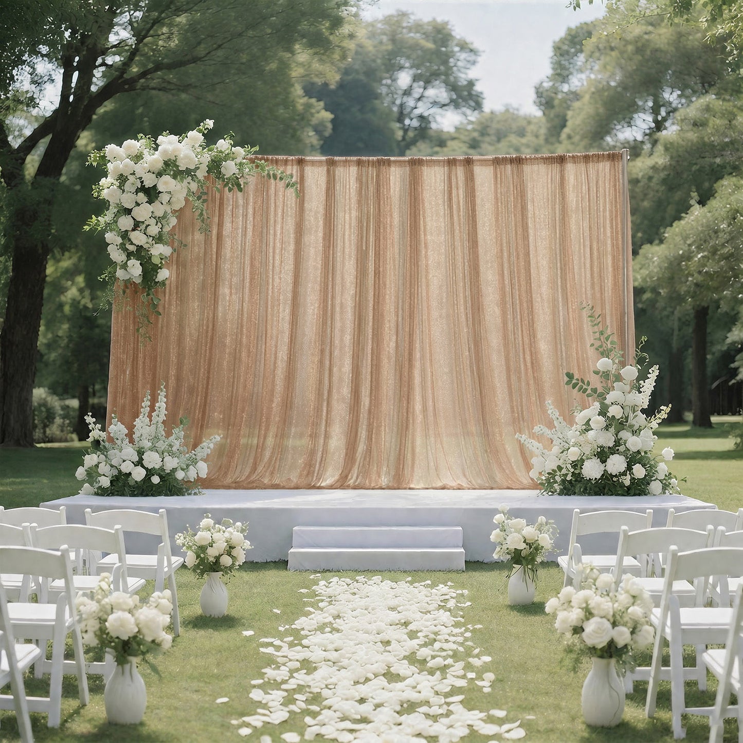 Sheer Backdrop Curtain Panel 10ft × 10ft Taupe – Wedding Arch Drape with Rod Pocket