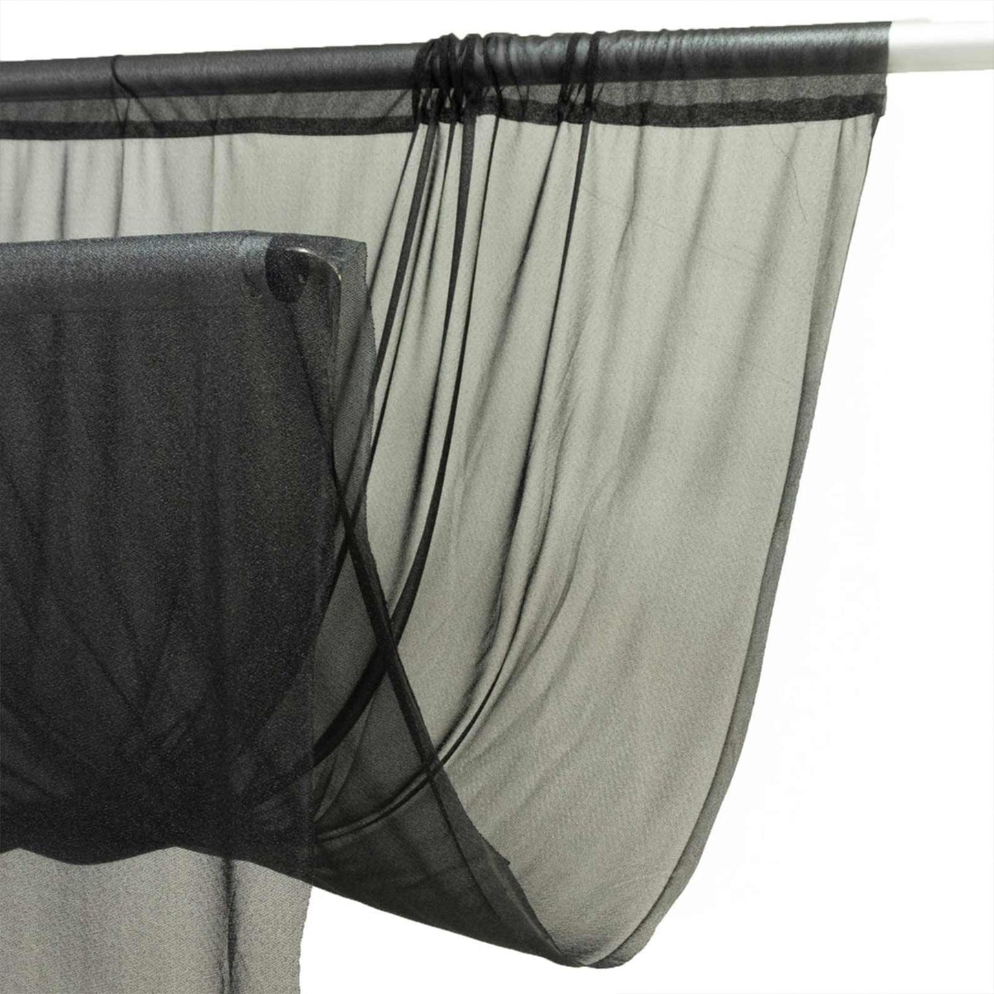 Sheer Backdrop Curtain Panel 10ft × 14ft Black – Wedding Arch Drape with Rod Pocket, Ceiling Draping