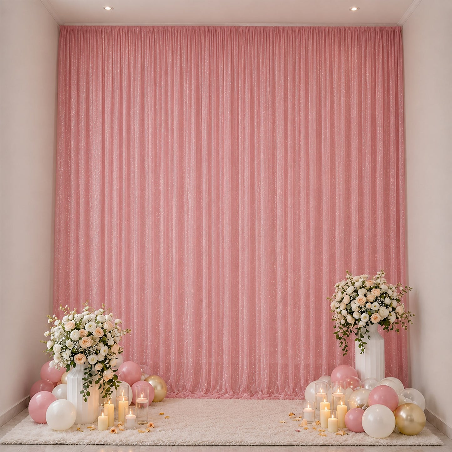 Sheer Backdrop Curtain Panel 10ft × 14ft Mauve Cinnamon Rose – Wedding Arch Drape with Rod Pocket, C