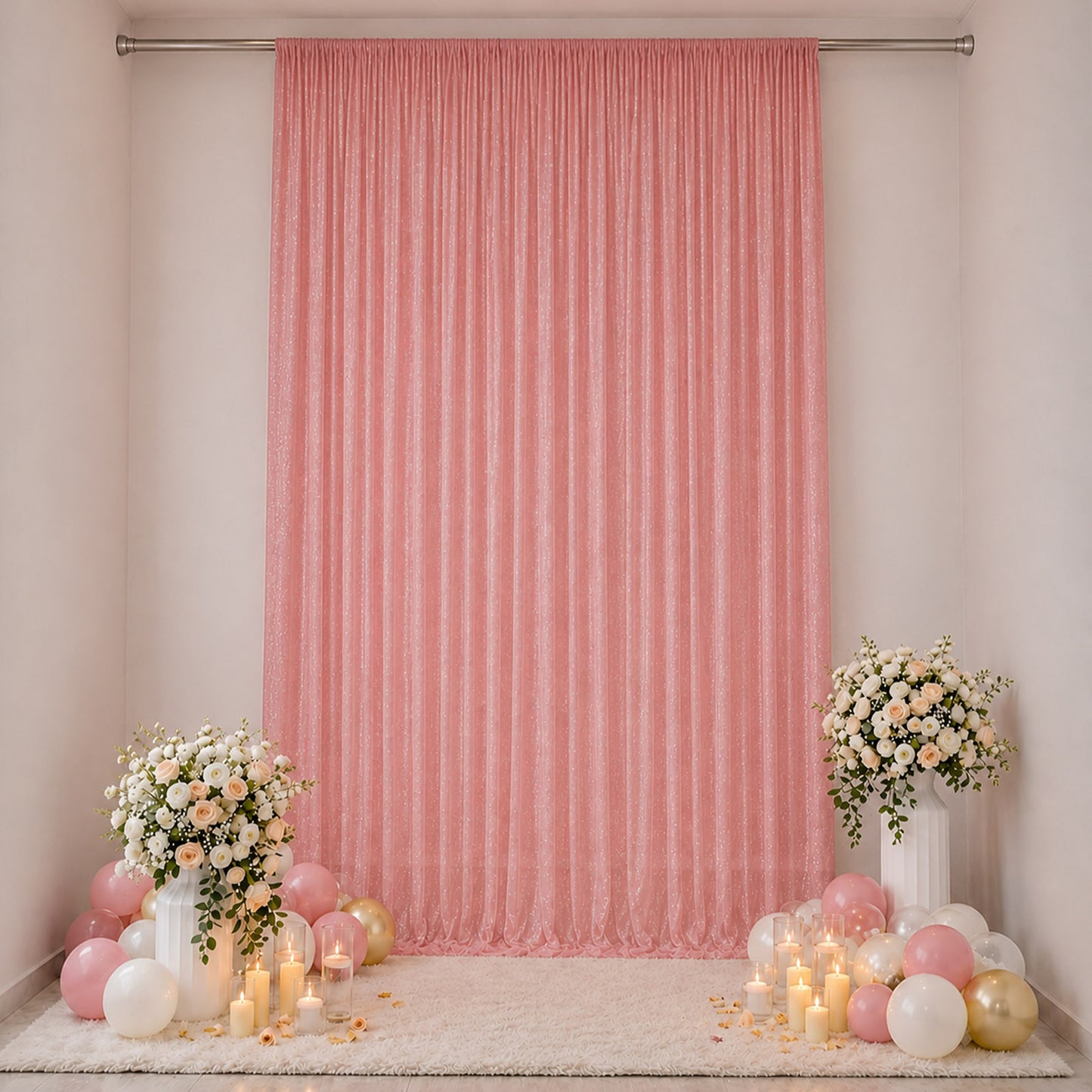 Sheer Backdrop Curtain Panel 10ft × 14ft Mauve Cinnamon Rose – Wedding Arch Drape with Rod Pocket, C