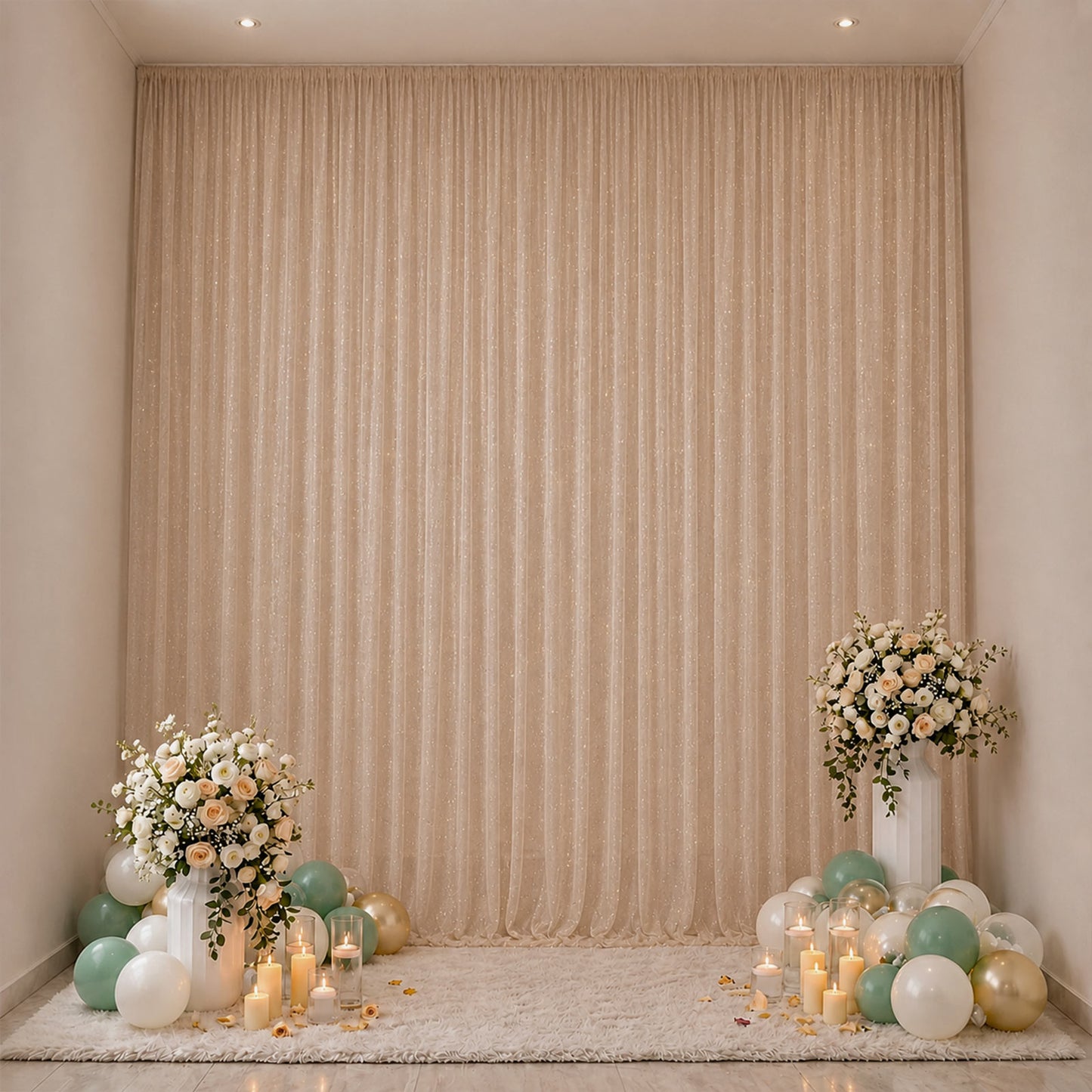 Sheer Backdrop Curtain Panel 10ft × 14ft Taupe – Wedding Arch Drape with Rod Pocket, Ceiling Draping