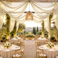 Sheer Ceiling Drape – 10ft x 32ft Beige Extra Long Drapery Panel for Wedding Canopy, Backdrop & Rece
