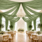 Sheer Ceiling Drape – 10ft x 32ft Dusty Sage Green Extra Long Drapery Panel for Wedding Canopy, Back