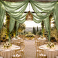 Sheer Ceiling Drape – 10ft x 32ft Dusty Sage Green Extra Long Drapery Panel for Wedding Canopy, Back