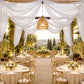 Sheer Ceiling Drape – 10ft x 32ft White Extra Long Drapery Panel for Wedding Canopy, Backdrop & Rece